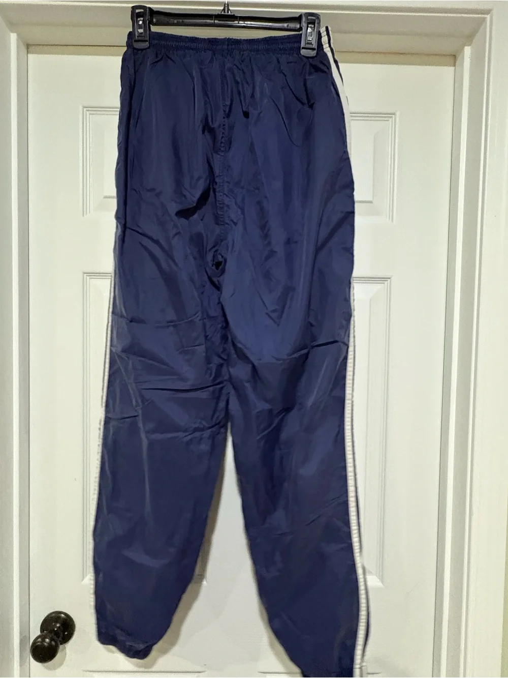 Adidas Navy Track Pants with Side Stripes vintage